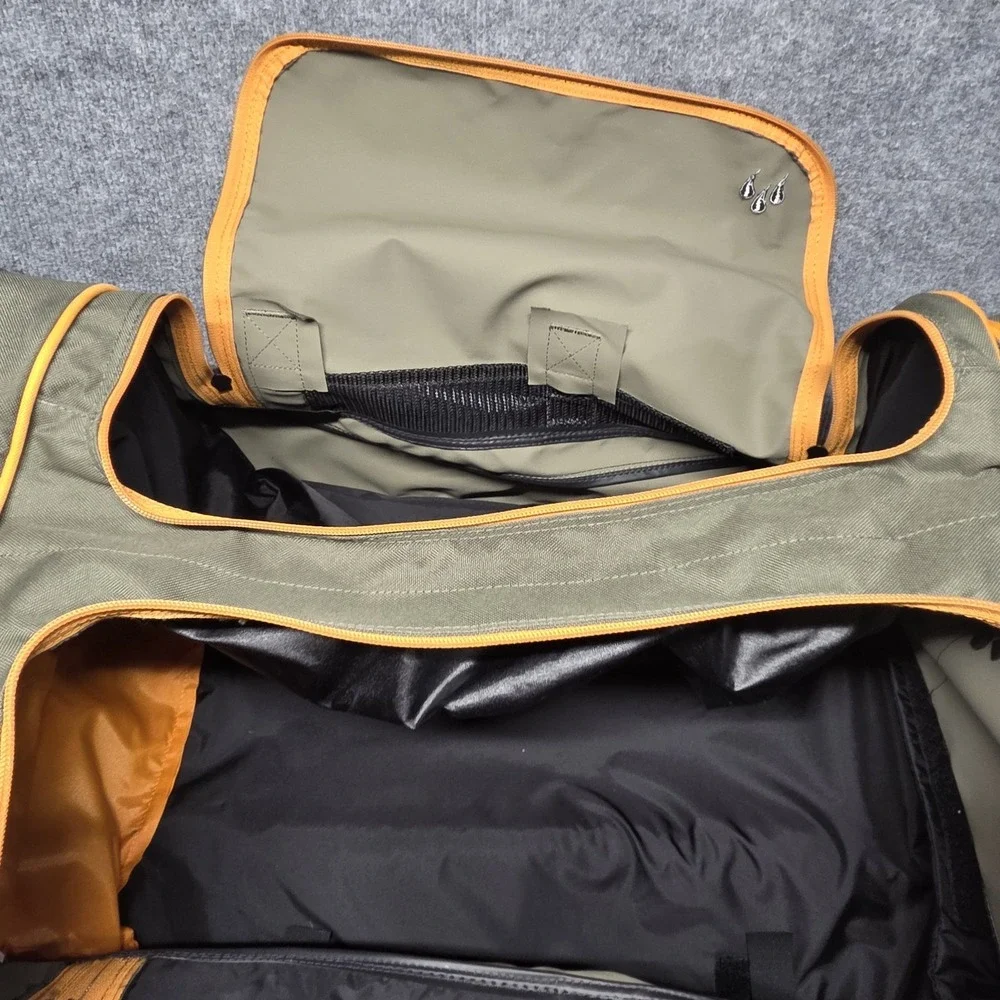 Burton Rolling Duffel Carry On Travel Bag Olive Green Orange Wheeled Luggage